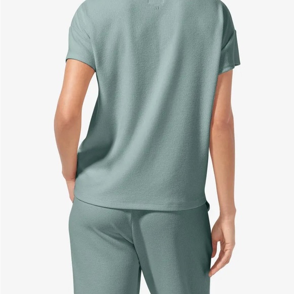 Tommy John Small Top Zen Waffle Lounge Tee Lily Pad green short sleeve crew NWT - Picture 3 of 7